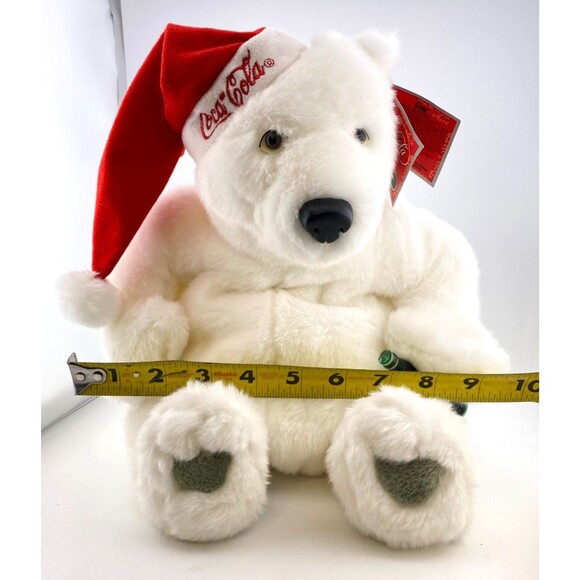 Coca Cola Brand 10" Santa Polar Bear Bean Bag Plush Stuffed Animal Bottle w/Tags - Picture 13 of 13